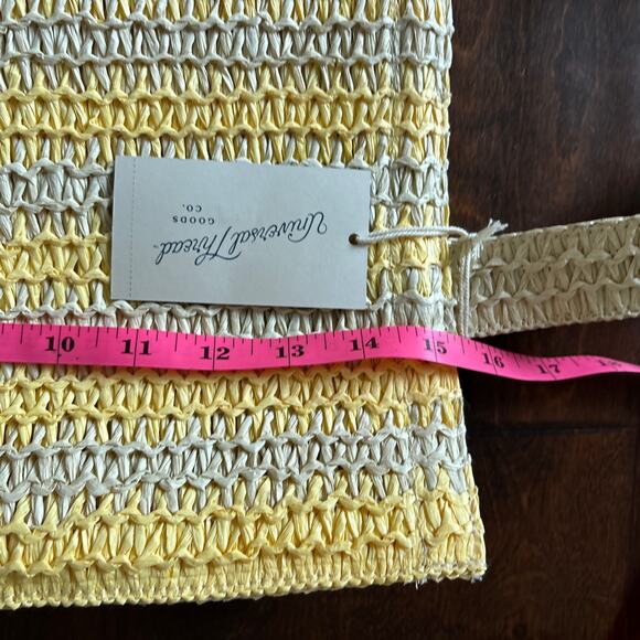 NEW Striped Straw Crochet Tote Bag Universal Thread Yellow Beach Summer - Picture 9 of 9